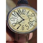 Collezio Quartz Watch White‎ Pearlized Dial Silver Tone Case Brown Leather Band Photo 1