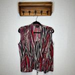 Vamp y2k Abstract Print Sleeveless Top Collared Tie Waist Red Purple L/L Size L Photo 1