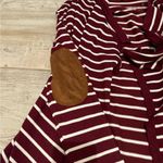 Staccato Burgundy and White Striped Open Front Waterfall Cardigan Photo 3