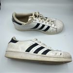 Adidas White Three Stripes Classic Lace Up Sneakers Womens 9.5 Black Shoes Photo 0