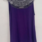 Kenar Purple with Black Sparkly Crochet Tank size L Photo 0
