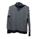 Halogen Black White Striped Turtleneck 100% Cashmere Sweater Size XS Photo 2