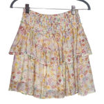 MINKPINK  Pink and Yellow Floral Ruffle Mini Skirt NWT Size Small Photo 0