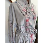 Wrap Up by VP Floral Print Plush Spa Robe Women's Open Front Beige Made in USA Tan Photo 1