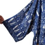 Knox Rose Surfs Up Kimono SZ XL/XXL Open 3/4 Sleeve Rayon Blue White Tribal Photo 3