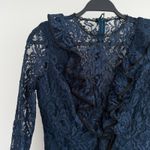 Alexis  Bodysuit Womens Small Navy Lace Ruffle Pollie Illusion Long Sleeve Top Photo 6