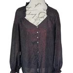 Current Air Womens Blouse Size Large Top Long Sleeve Dark Academia Gothic Chic Photo 0