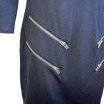 EXPRESS Little Black Silver Slanted Zipper 3/4" Sleeve Body Con Dress EUC XS Photo 4