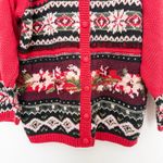 VTG Heirloom Collectibles Womens Cardigan Size 14/16 Red Knit Holiday Novelty Photo 2