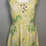 Free People Mini Sun Halter Dress Size 8 Yellow Green Cotton Floral Open Back Photo 0