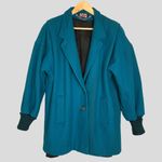 Vintage Coat Women’s‎ Teal Union Made Button Up Car Coat Cuffs Retro 90s Size 14 Photo 0