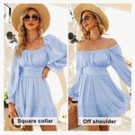 Exlura ‎ Chiffon Open Tie Back Ruffle Hem Dress Blue Medium Photo 3