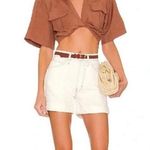 frame denim Womens Shorts High-Rise Ecru Cuffed Hem Ivory Cotton Size 32 Photo 0