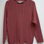 Eddie Bauer Vtg Womens Cable Knit Sweater Size M Mauve Crew Neck Chunky Pullover Photo 0