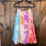 Mackenzie & Me Tie Dye Paneled Rainbow Swing Mini Dress Pink Size M Photo 1