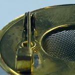 Lady's Hat Shaped Pin Brooch Multicolor Enamel Gold Tone Bow Flowers Vintage Photo 13