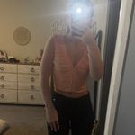 American Threads  Peach Ruched Mesh Crop Top Photo 1