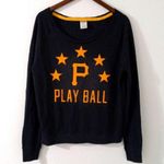 PINK - Victoria's Secret VS PINK M PLAY BALL Oversized Long Sleeved Sweatshirt in Gray n Gold Photo 0