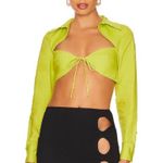 H:ours NWT Revolve  Nadia Crop Blouse Acid Lime Green Sz S Photo 0
