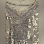 Indigo Soul Velvet Burnout Tunic Top Taupe Embellished Boho Holiday Festival Photo 4