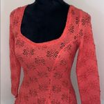 Free People  Burnt Orange Eyelet Lace Peplum Top Size XS Photo 3