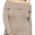 Stitch Fix  Sweater Top Pullover 3X Tan Off The Shoulder Minimalist Quiet Luxury Photo 0