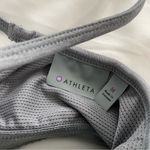 Athleta  Essence Energize Sports Bra‎ Tank Top Sz Medium Fluorescent Green / Grey Photo 4