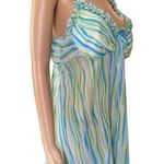 Cato Y2K Blue Green Yellow Sheer Funky Groovy Striped Coquette Lingerie Open Top Photo 3