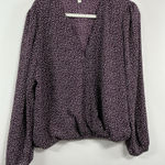 Nine Britton Womans  Long Sleeve Wrap Blouse XL Maroon V Neck Elastic Waist Photo 0