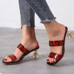 Eilyken Square Toe Ladies Slippers Funky Clear Heel Women Leopard Slides US‎ 10 Black Photo 0