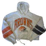 ‘47 Brand Womens Medium Oatmeal Harper Cleveland‎ Browns Pullover Hoodie Cropped Orange Photo 3