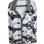Aztec Print Button Down Cardigan Jacket Gray White Southwest Western Shacket 4XL Tan Size 4X Photo 0