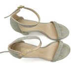 Stuart Weitzman  Nudistcurve 75 Glitter Block Heel Sandals Platino Size 7 Wedding Photo 10