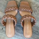 Sincerely Jules Braided Heeled Sandals Mules Slip On Tan Square Toe 8M Photo 0