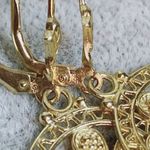 14K 14KT 585 Yellow Gold Ladies Oval Slab? Earrings Photo 8