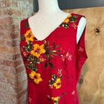 Erika Vintage  Linen Blend Sleeveless Red Floral Dress Sz  L Photo 4