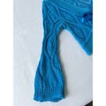 VTG Y2K American Attitudes sweater sz Med cropped flare sleeve crochet wrap blue Photo 9