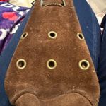 Brown Suede Bag with Grommet Details Photo 0