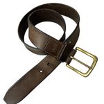 Fossil Leather Belt Womens Medium Brown Brass Buckle Classic Casual Embossed * Photo 0