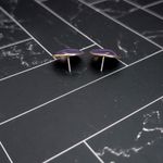 Vintage Stud Earrings Purple & Gold Tone Glam Design Stylish Circle Statement Photo 6