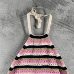 VERO MODA Halter Top Striped Crochet Pink Beige Black Festival Casual Medium Photo 3