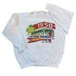 Vintage 80s Distressed Amjays 1950s Bus Stop Lunchenette Sweatshirt Size M/L White Photo 0