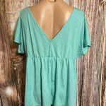 Cacique Mint V-Neck Peplum Blouse Photo 2