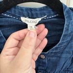 Pilcro Cropped Henley Denim Blouse Size Small Blue Photo 2