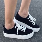 Soda Black Canvas Lace Up Sneaker Photo 2