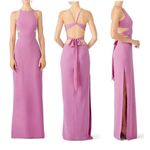 Halston Heritage  Gown Long Maxi Dress Open Back Cut Outs Orchid Purple Pastel 12 Photo 1