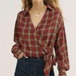 Free People Running Wild Plaid Wrap Top Photo 0