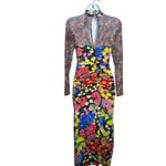 Anthropologie  Mesh Halter Mock-Neck Dress – Floral Bodycon Midi, Size S Photo 4