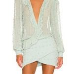 Retrofête Retrofete Lennon Embellished Silk Chiffon Dress in Green Size XS NWT Long Sleeve Photo 1