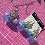 Nine West 2pc set necklace + earring blue gradient Morning Glory crystal paved Photo 4